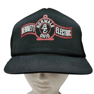 VTG Bennett Electric Norwalk Ohio Trucker Snapback Hat Cap Youngan YA Black